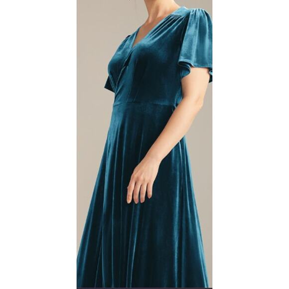 AW BRIDAL SZ 12 L Midnight Navy Conch wrap mother of bride party maxi dress b143 - Picture 2 of 10